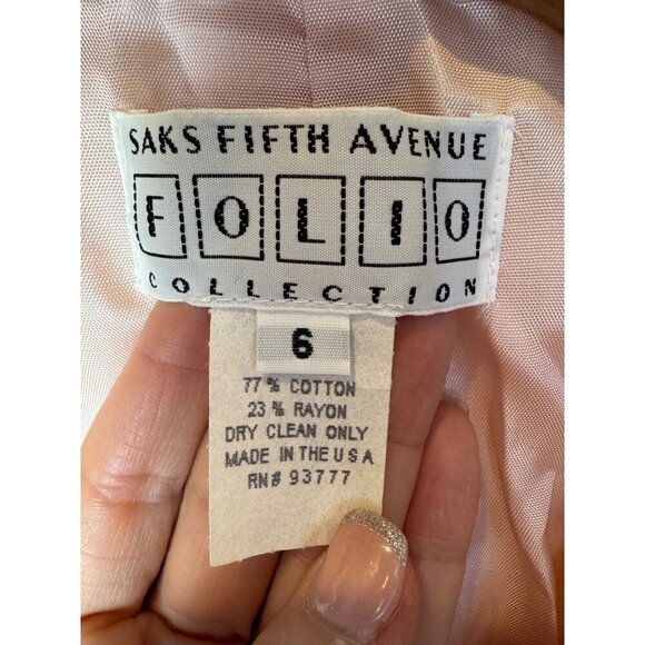 Saks Fifth Avenue Coat Women 6 Pink Tweed Collared Button Front Blazer Retro - Picture 7 of 8